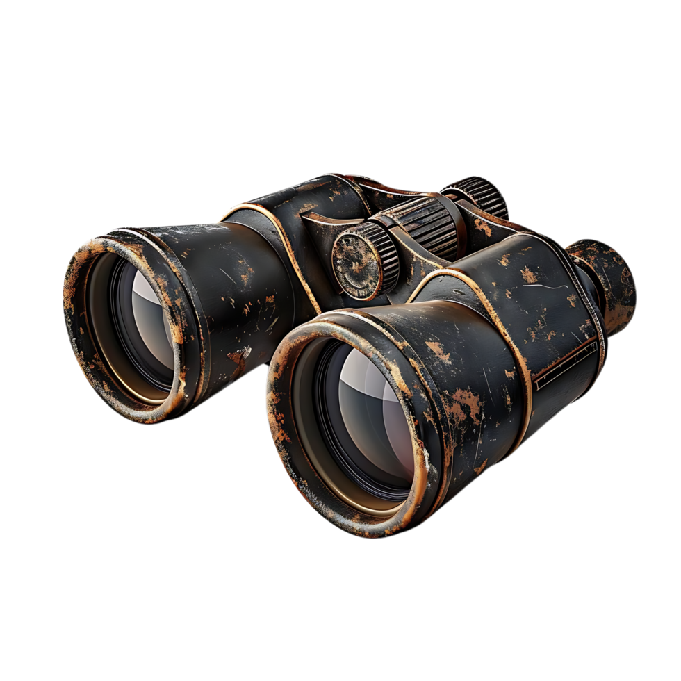 Vintage Rusty Binoculars 3D Render png