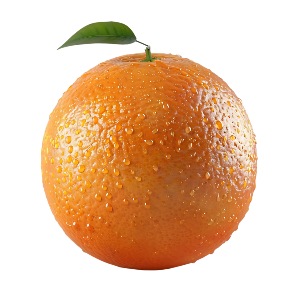 3D Realistic Orange with Water Drops Illustration png