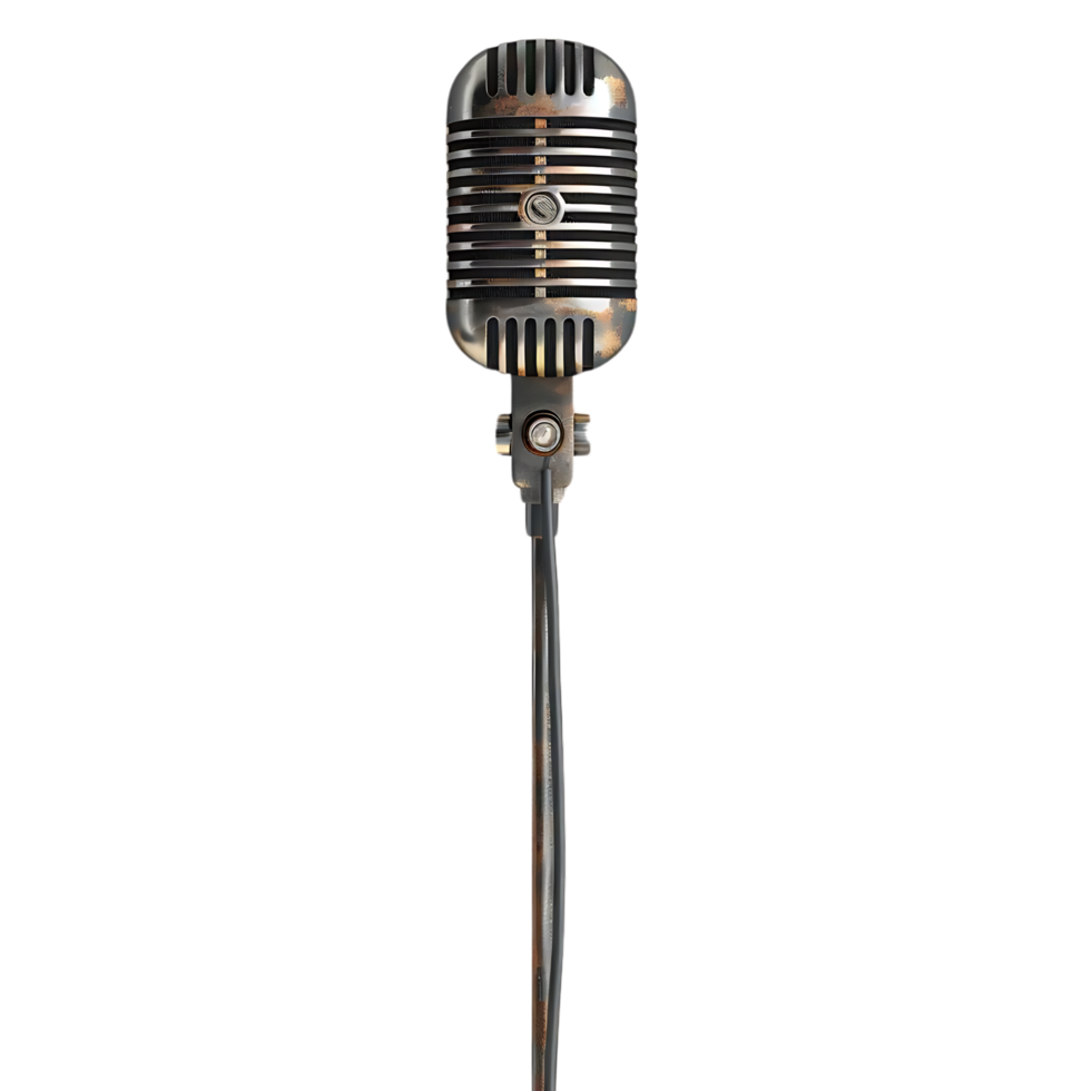 Vintage Microphone with Rusty Metal Finish 3D Illustration png