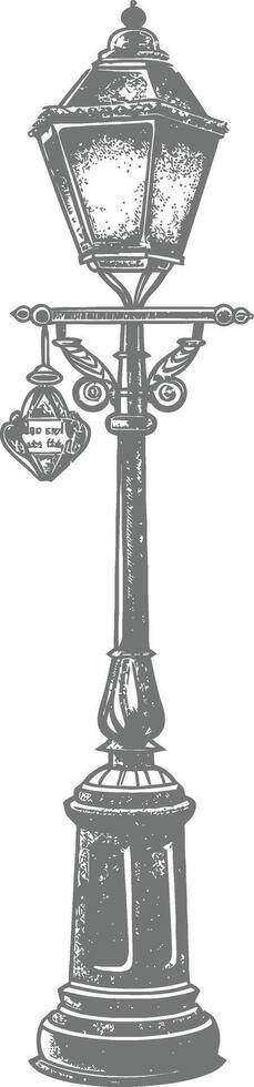 Detailed drawing of a vintage street lamp post in an engraving style vector