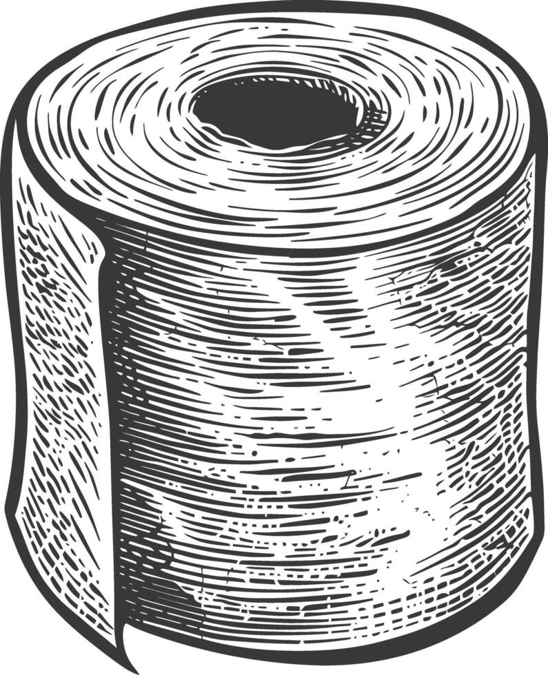 Detailed Sketch of a Single Roll of Toilet Paper vector