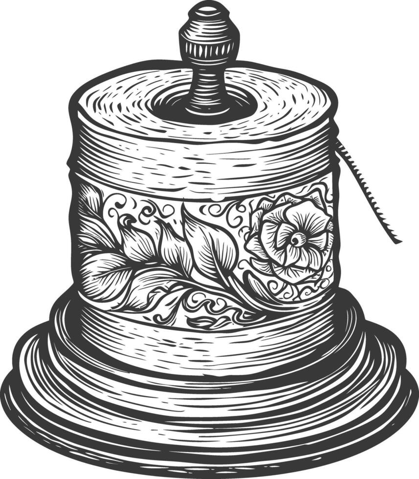 Ornate spool of thread with floral engravings vector