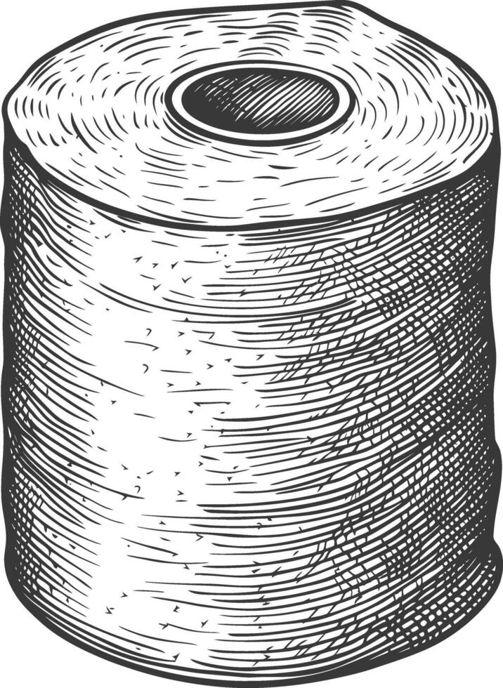 Detailed Hand-Drawn Sketch of a Single Roll of Toilet Paper vector