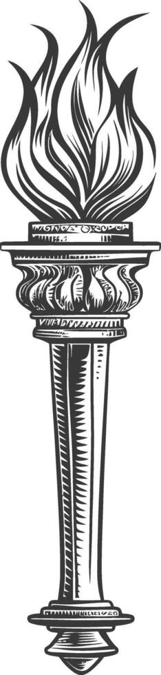 Ornate Detailed Torch with Flame vector