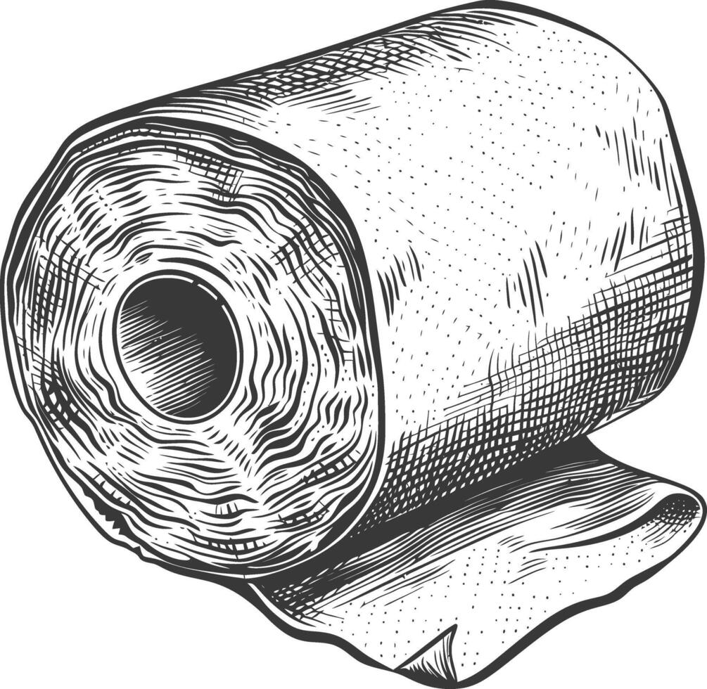 Detailed Sketch of a Single Roll of Toilet Paper vector