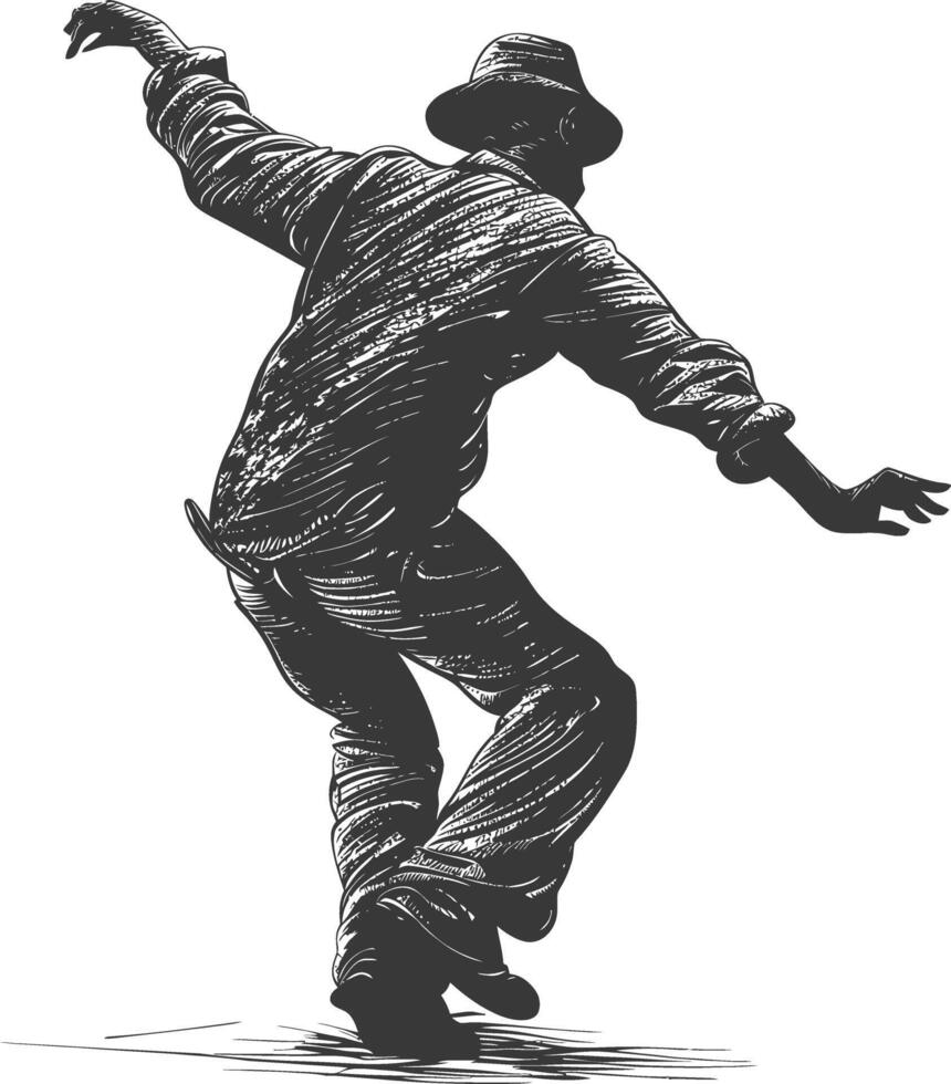 Silhouette of a Man Dancing in Motion vector