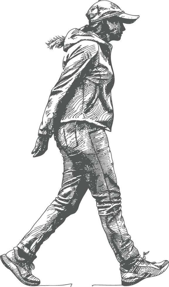 Hand-Drawn Illustration of a Woman Walking vector