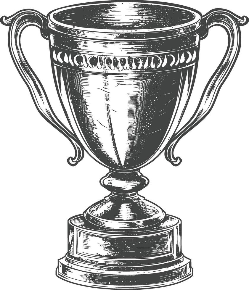 Detailed drawing of a winner's trophy cup with ornate handles vector