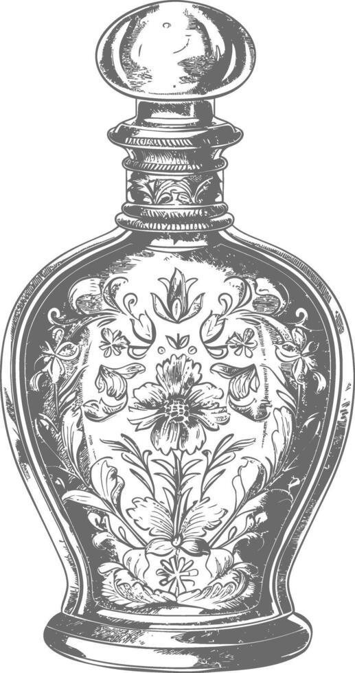Vintage Perfume Bottle with Floral Design vector
