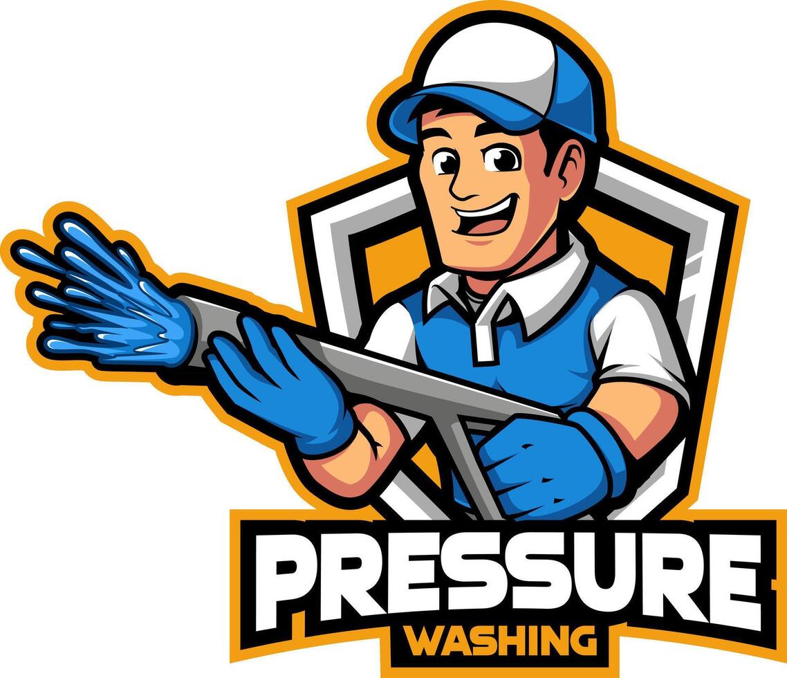 Washer Pressure worker mascot character vector