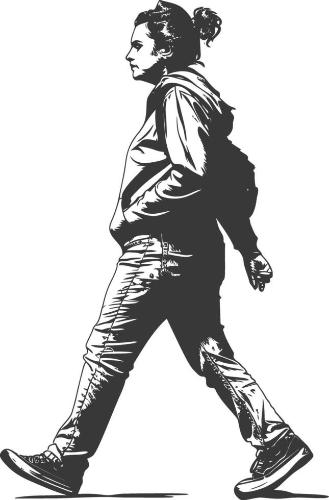 Woman Walking in Black and White vector