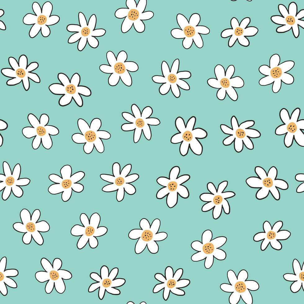 chamomile flower simple seamless pattern. vector
