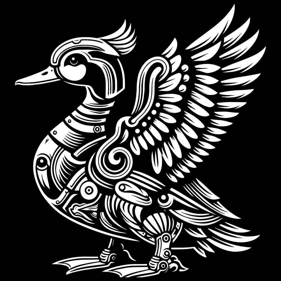 cyberpunk modern futuristic duck silhouette vector