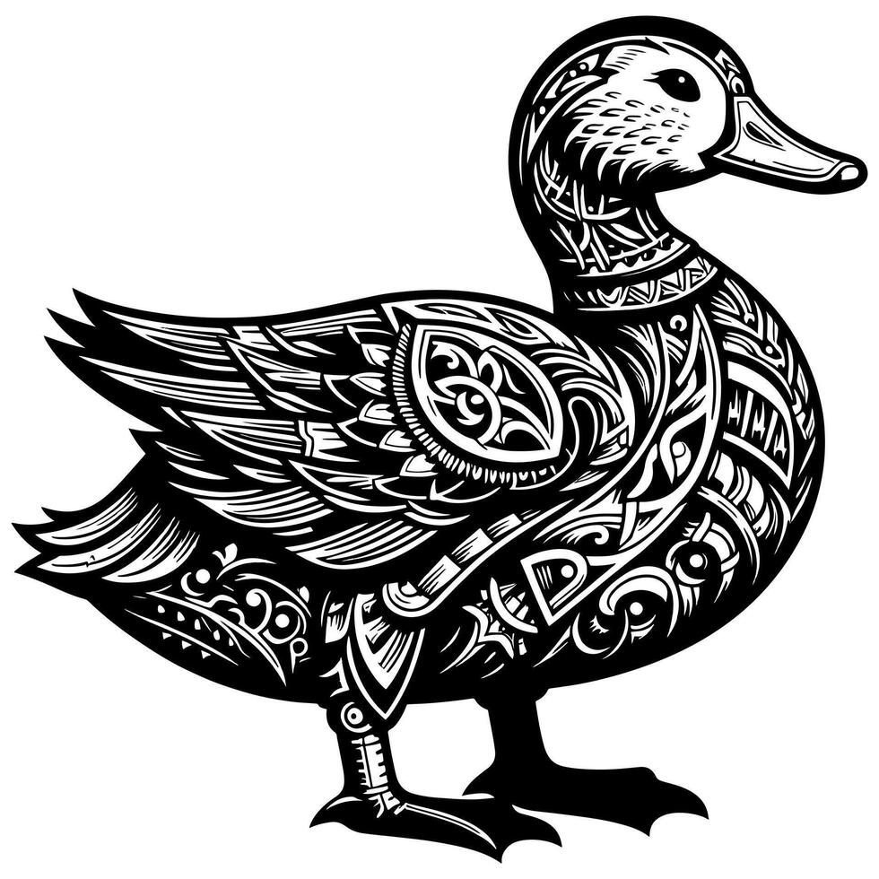 cyberpunk modern futuristic duck silhouette vector