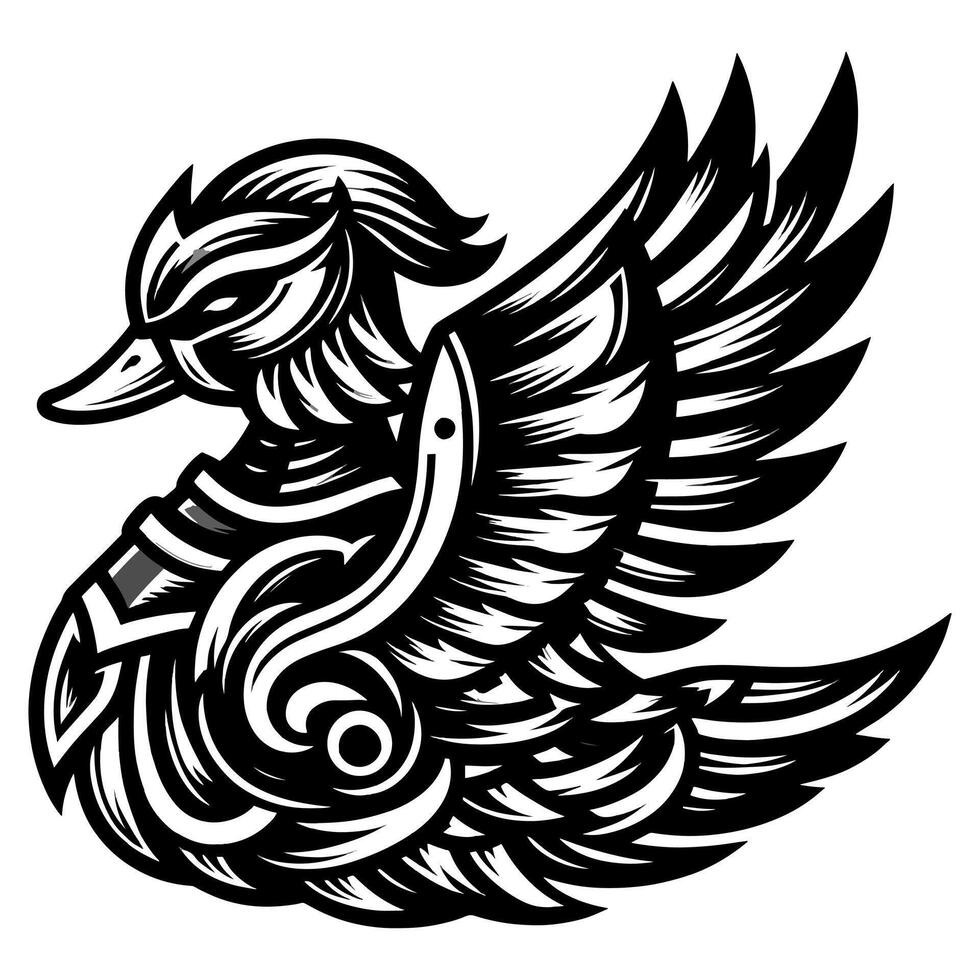 cyberpunk modern futuristic duck silhouette vector