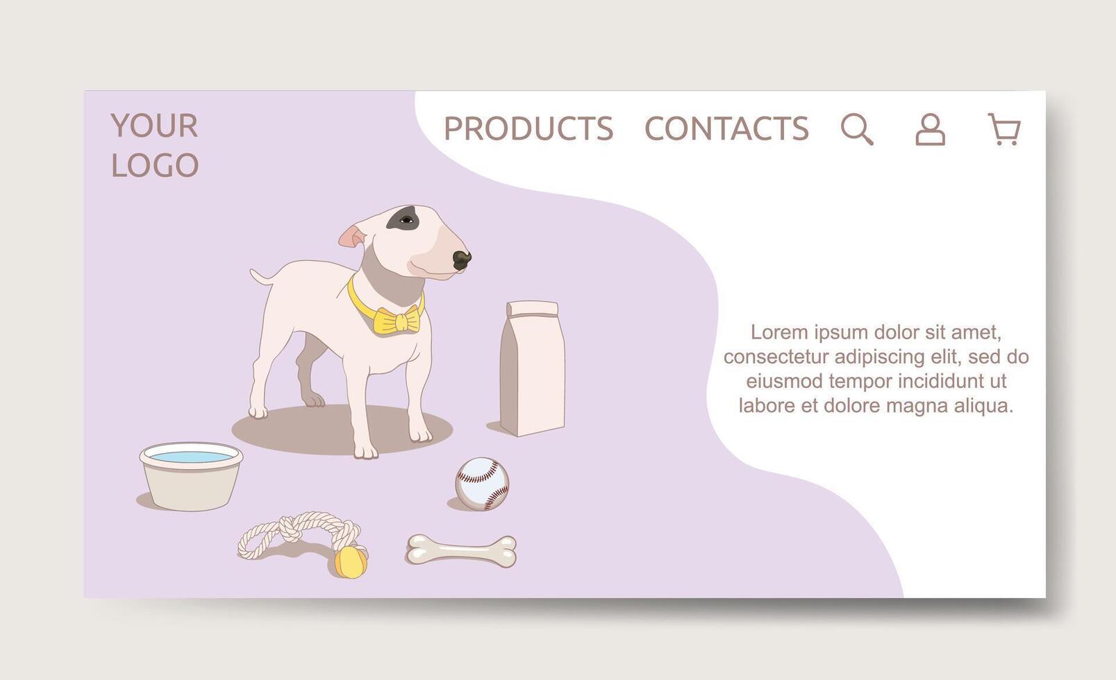 Pet shop landing page template vector