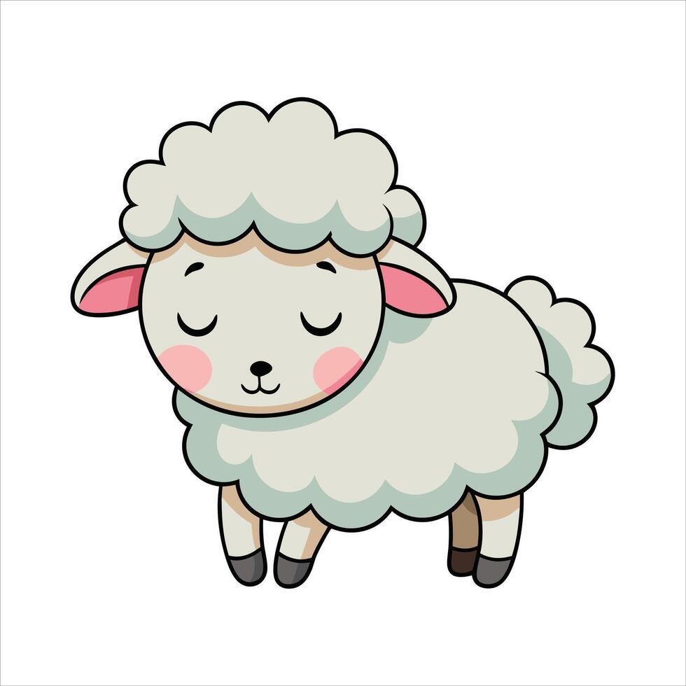 Cartoon baby sheep sleeping vector
