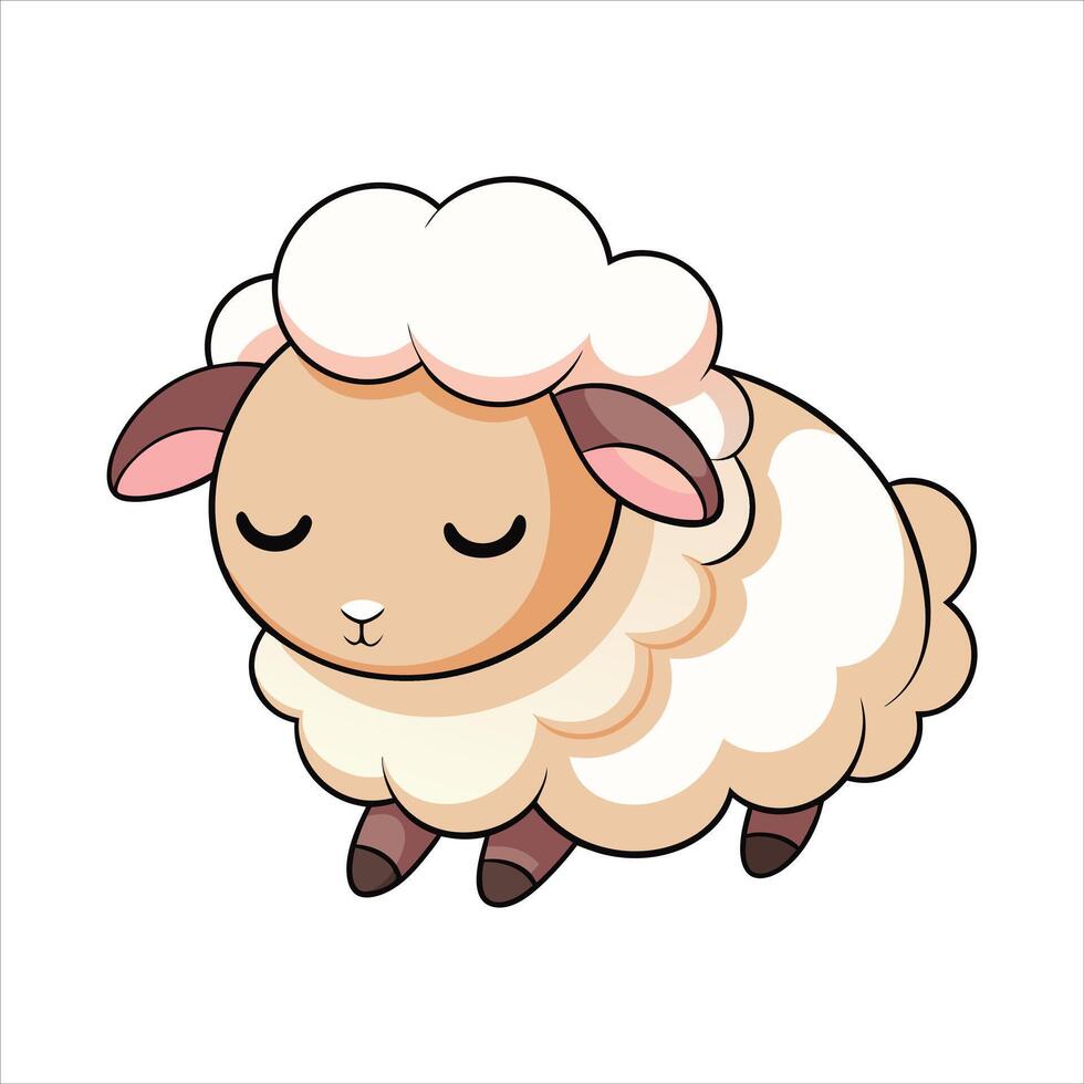 Cartoon baby sheep sleeping vector