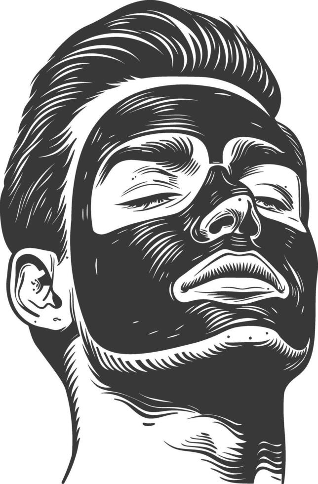 Pensive man with a facial mask on his face vector