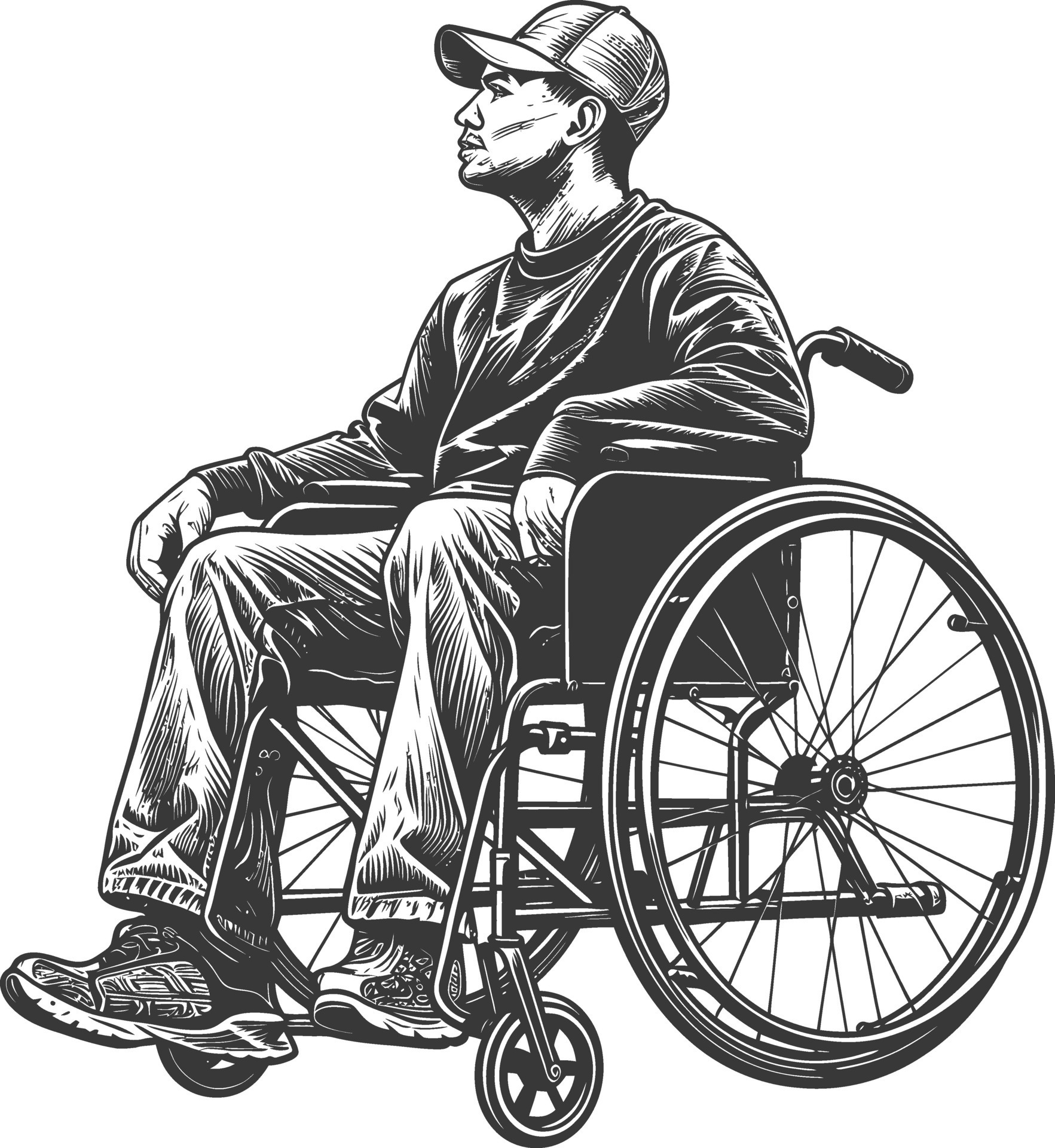 Thoughtful Man In A Wheelchair Looking Forward 47506638 Vector Art At Thoughtful Man In A Wheelchair Looking Forward Vector