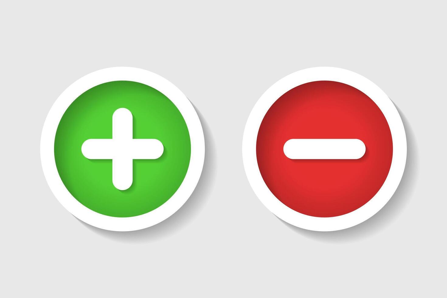 Plus and minus button set vector