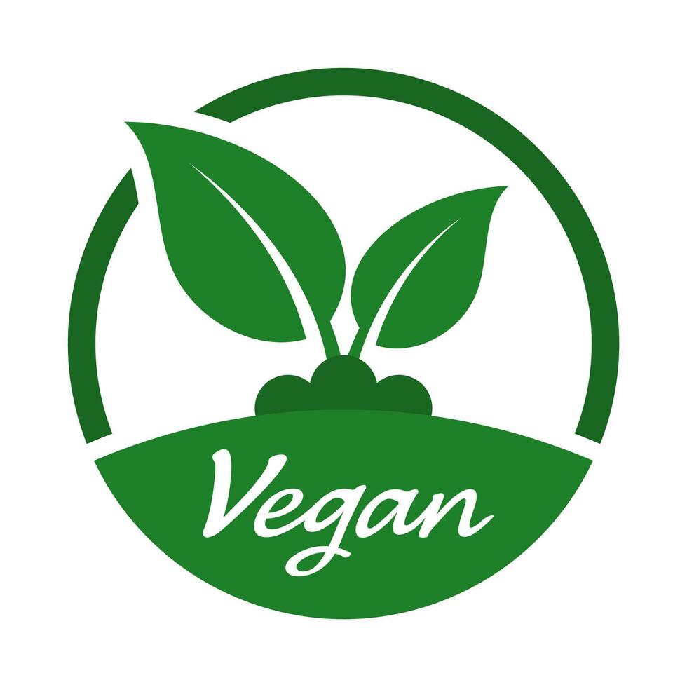 Vegan logo. Organic, bio, eco symbol. Vegan, no meat, lactose free, healthy, fresh and nonviolent food. vector