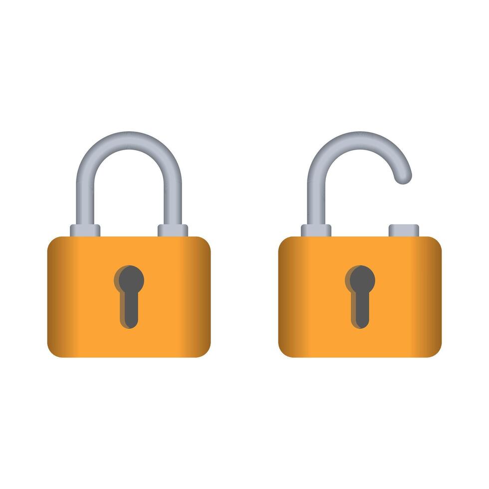 Padlock icon in the open and closed position vector