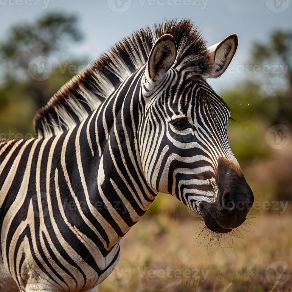 Cute AI Zebra looking at you photo