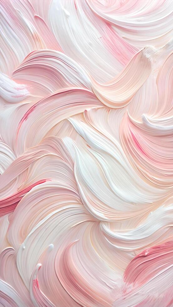 Vertical pink and white abstract background, light red oil art painting on canvas, acrylic texture artwork rough brushstrokes of paint photo