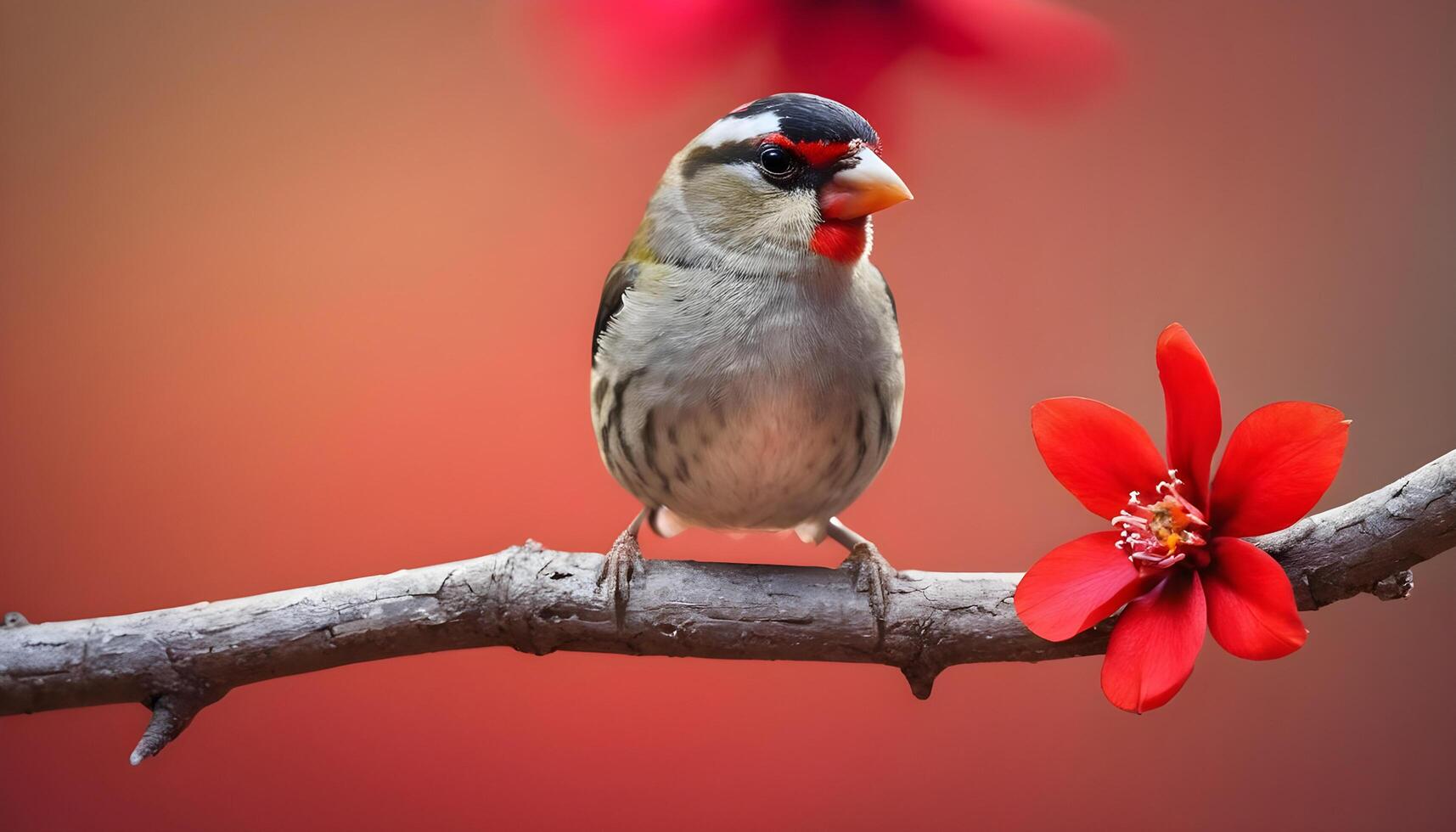 colourful tiny finch stands on a branch, Bird Photography photo