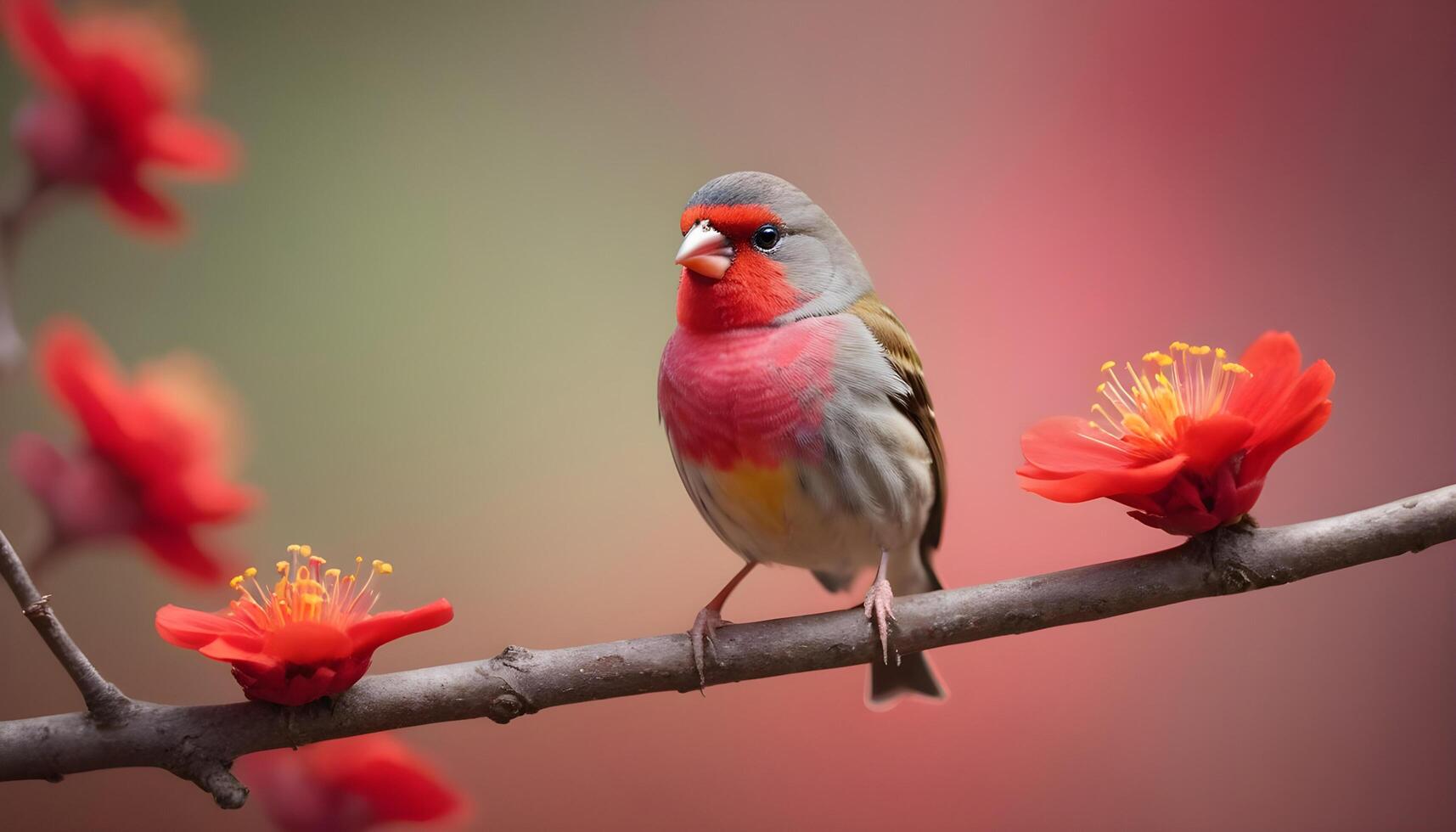 colourful tiny finch stands on a branch, Bird Photography photo