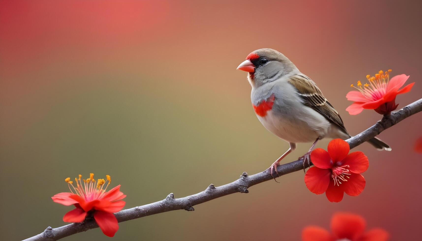 colourful tiny finch stands on a branch, Bird Photography photo