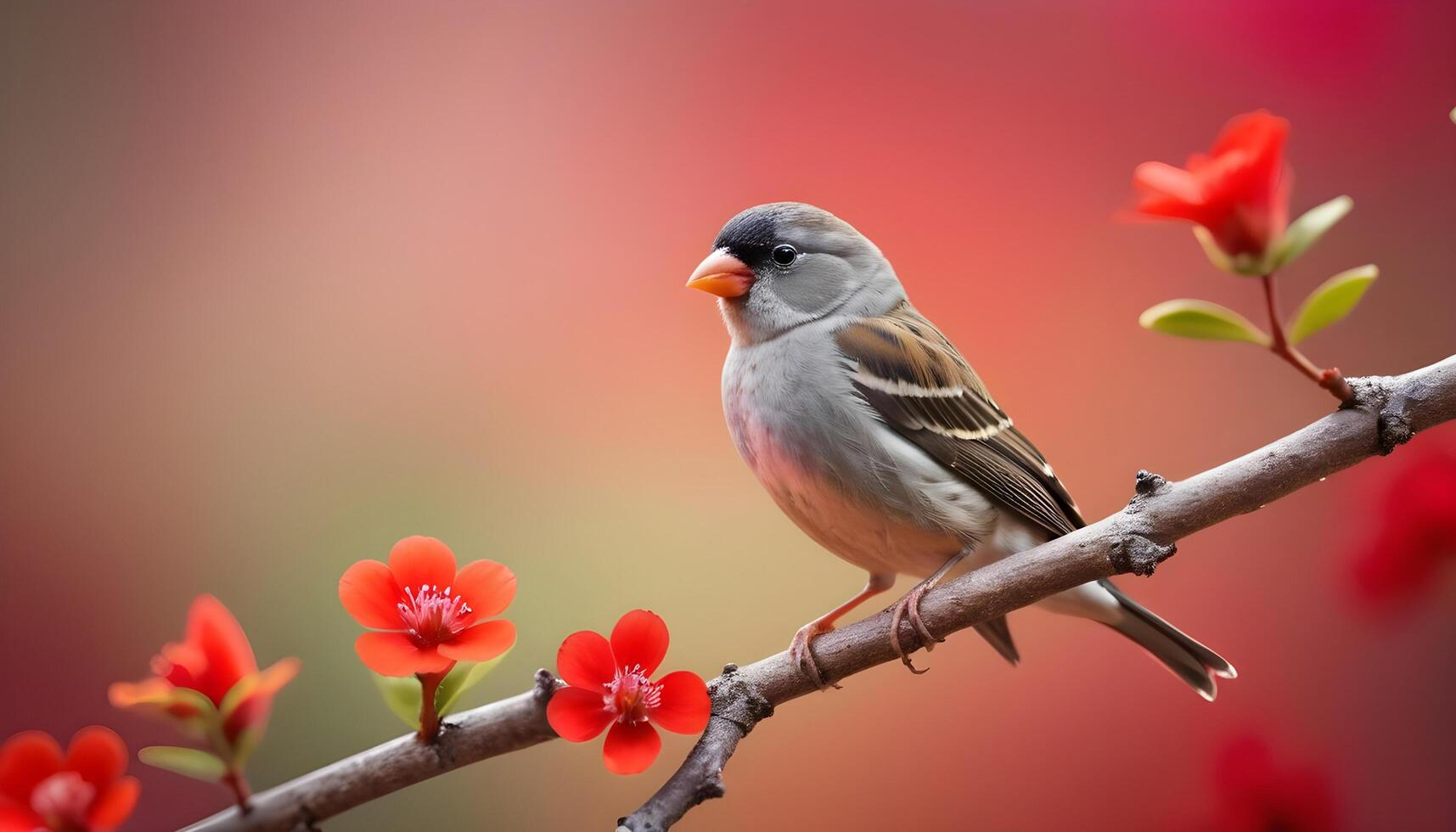 colourful tiny finch stands on a branch, Bird Photography photo