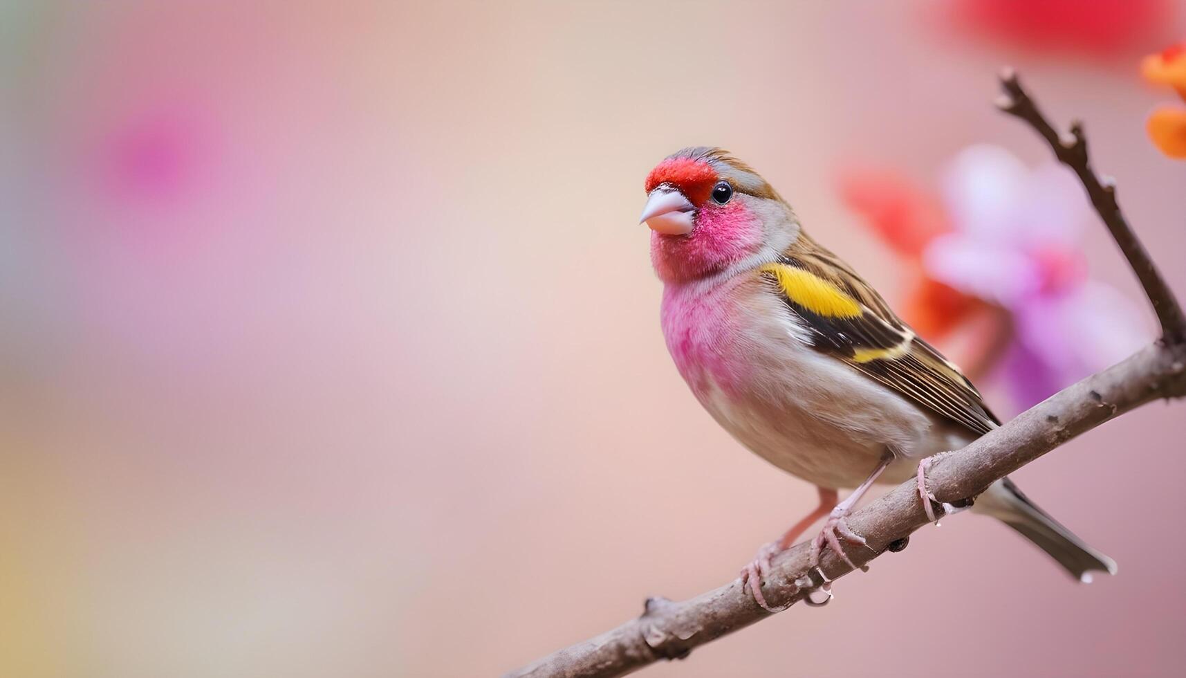 colourful tiny finch stands on a branch, Bird Photography photo
