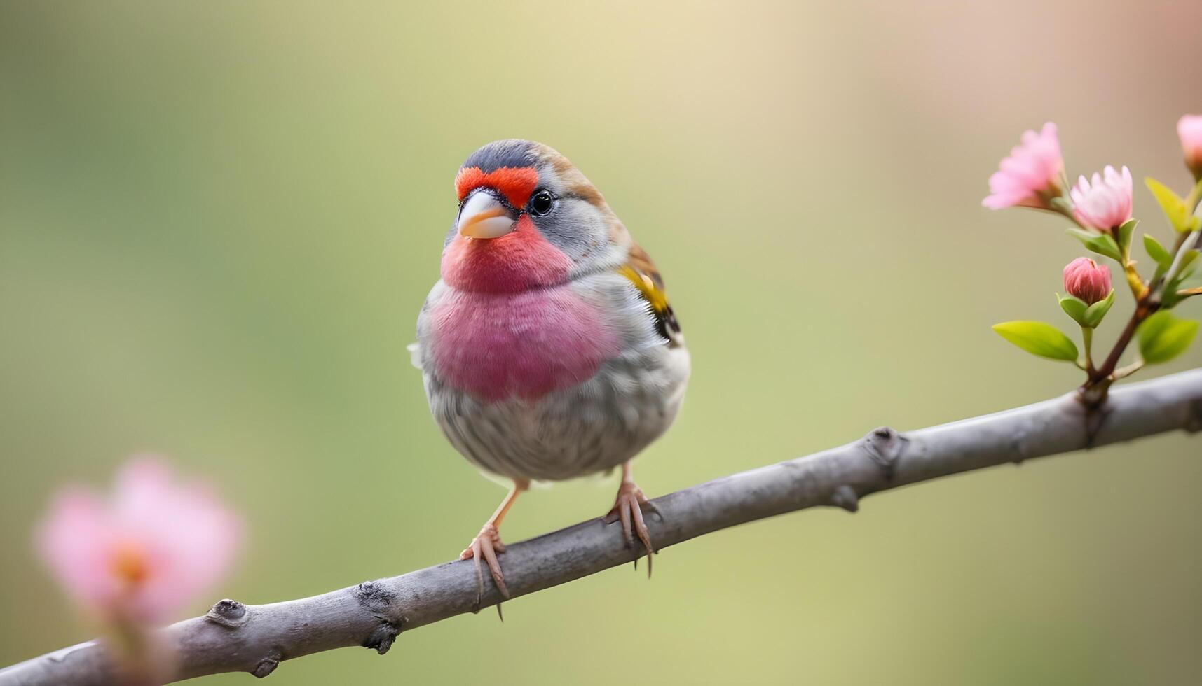 colourful tiny finch stands on a branch, Bird Photography photo