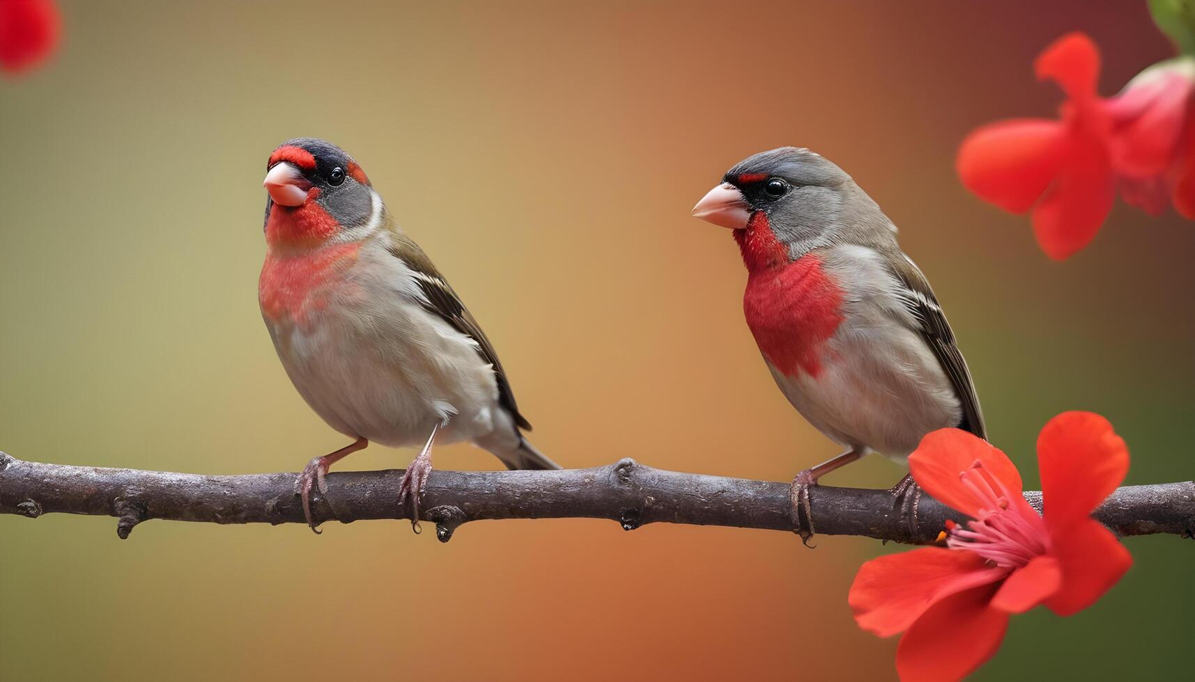 colourful tiny finch stands on a branch, Bird Photography photo