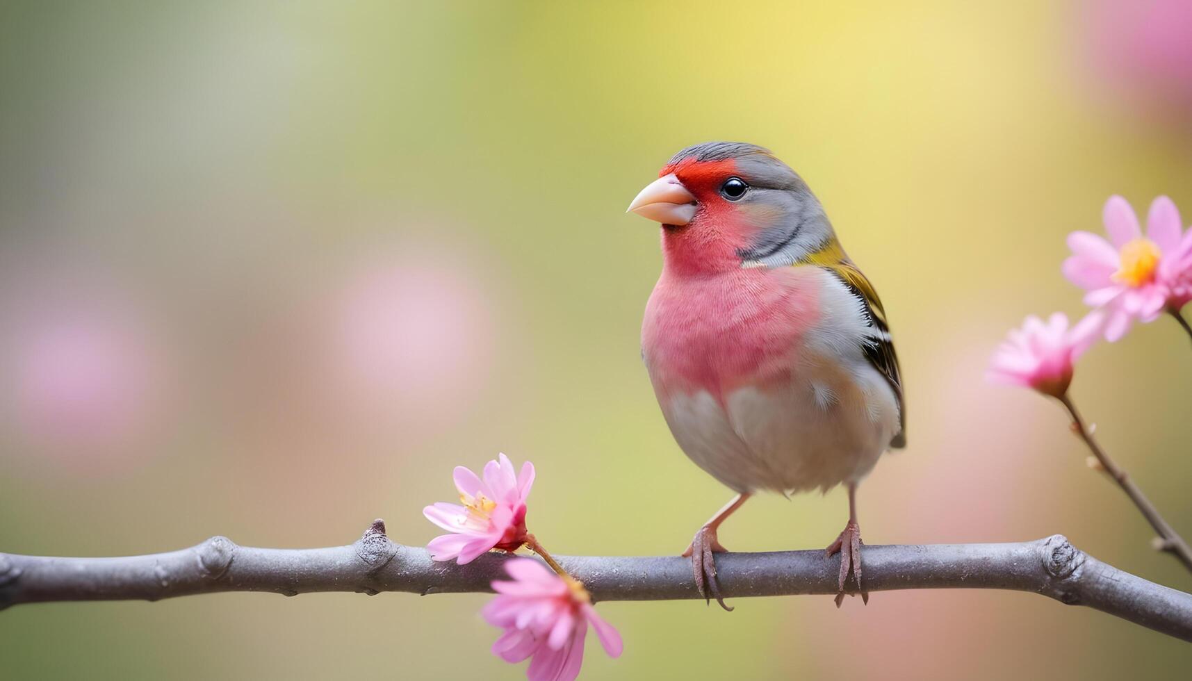 colourful tiny finch stands on a branch , Bird Photography photo