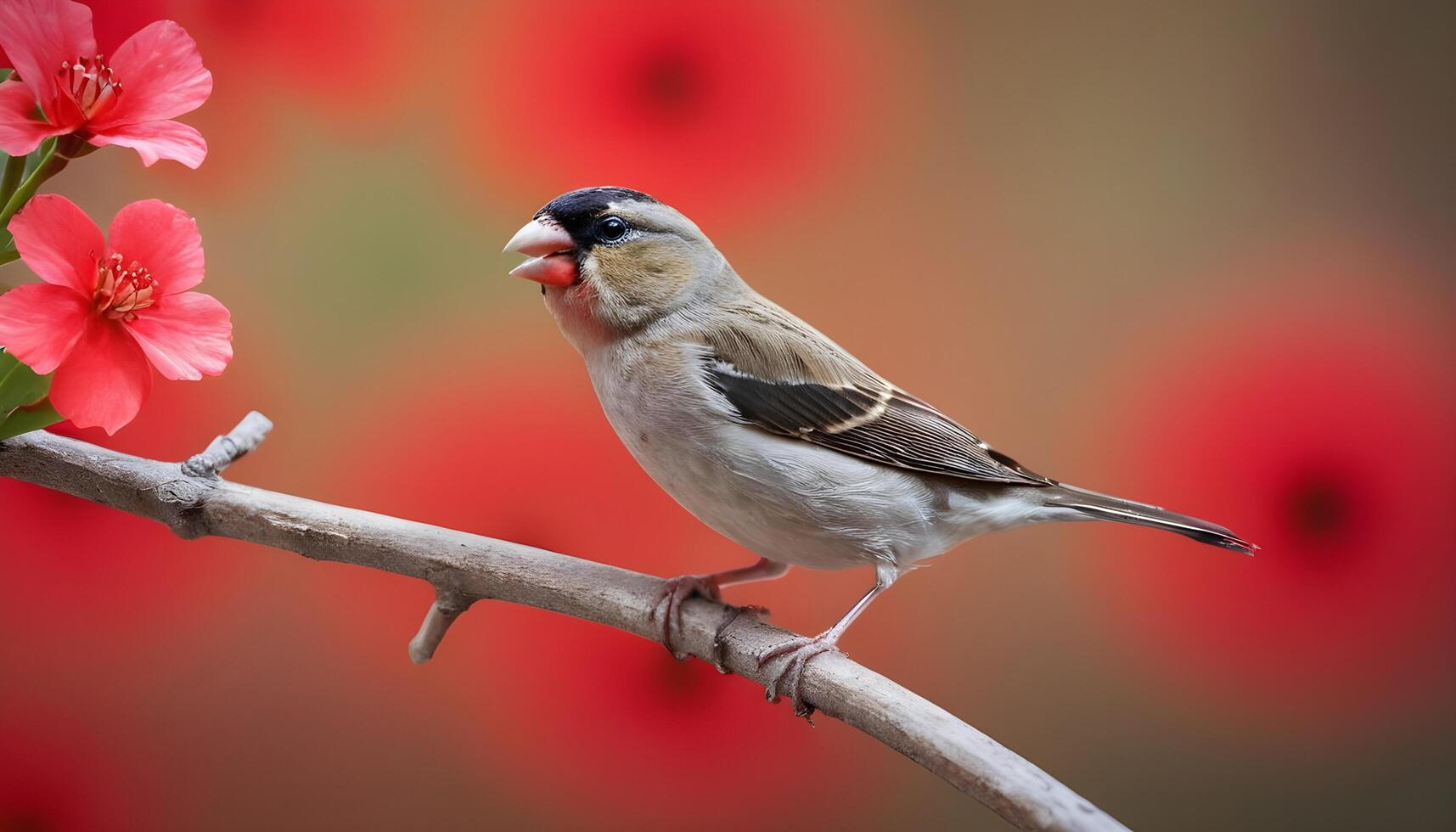 colourful tiny finch stands on a branch, Bird Photography photo