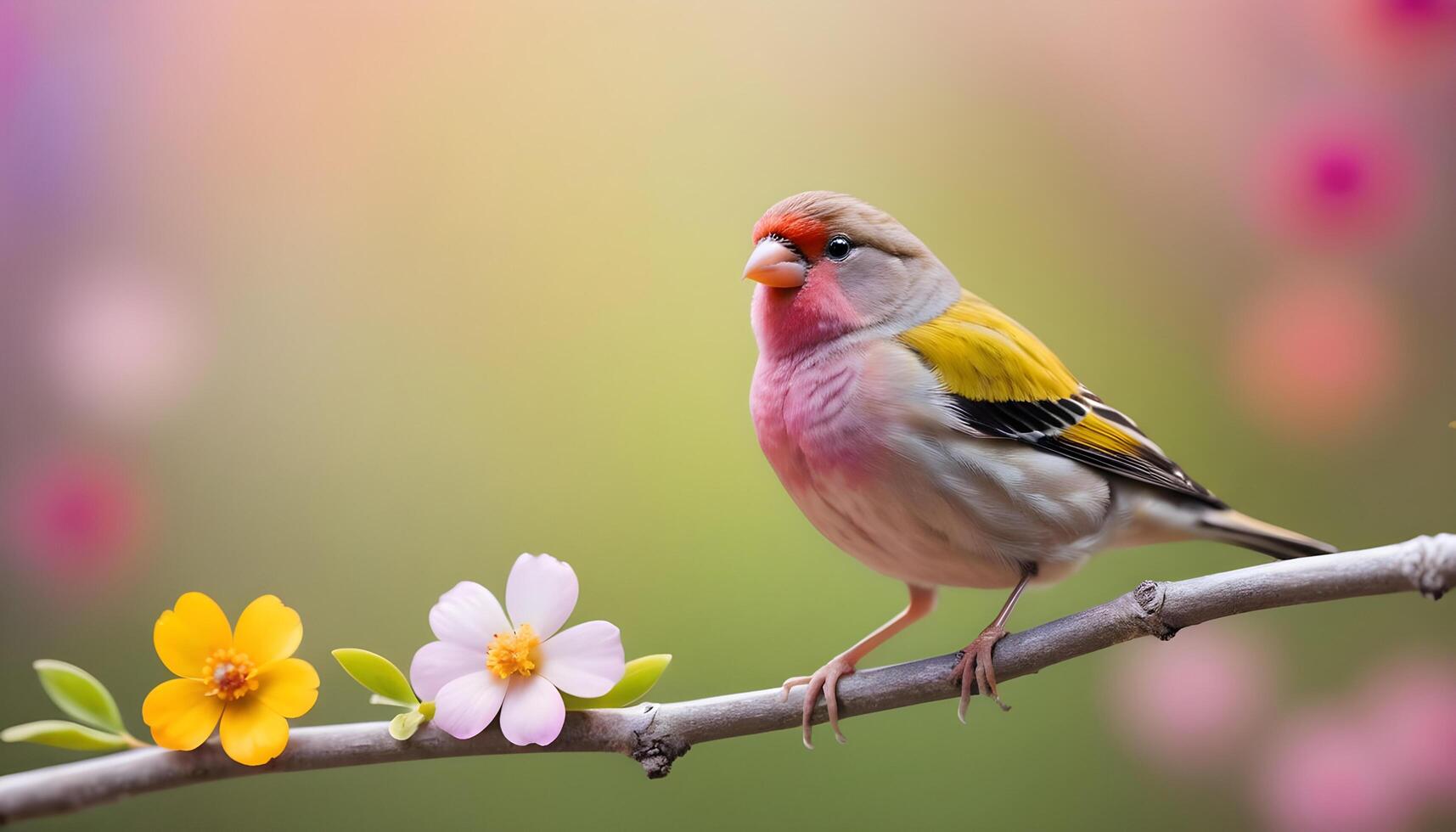 colourful tiny finch stands on a branch , Bird Photography photo