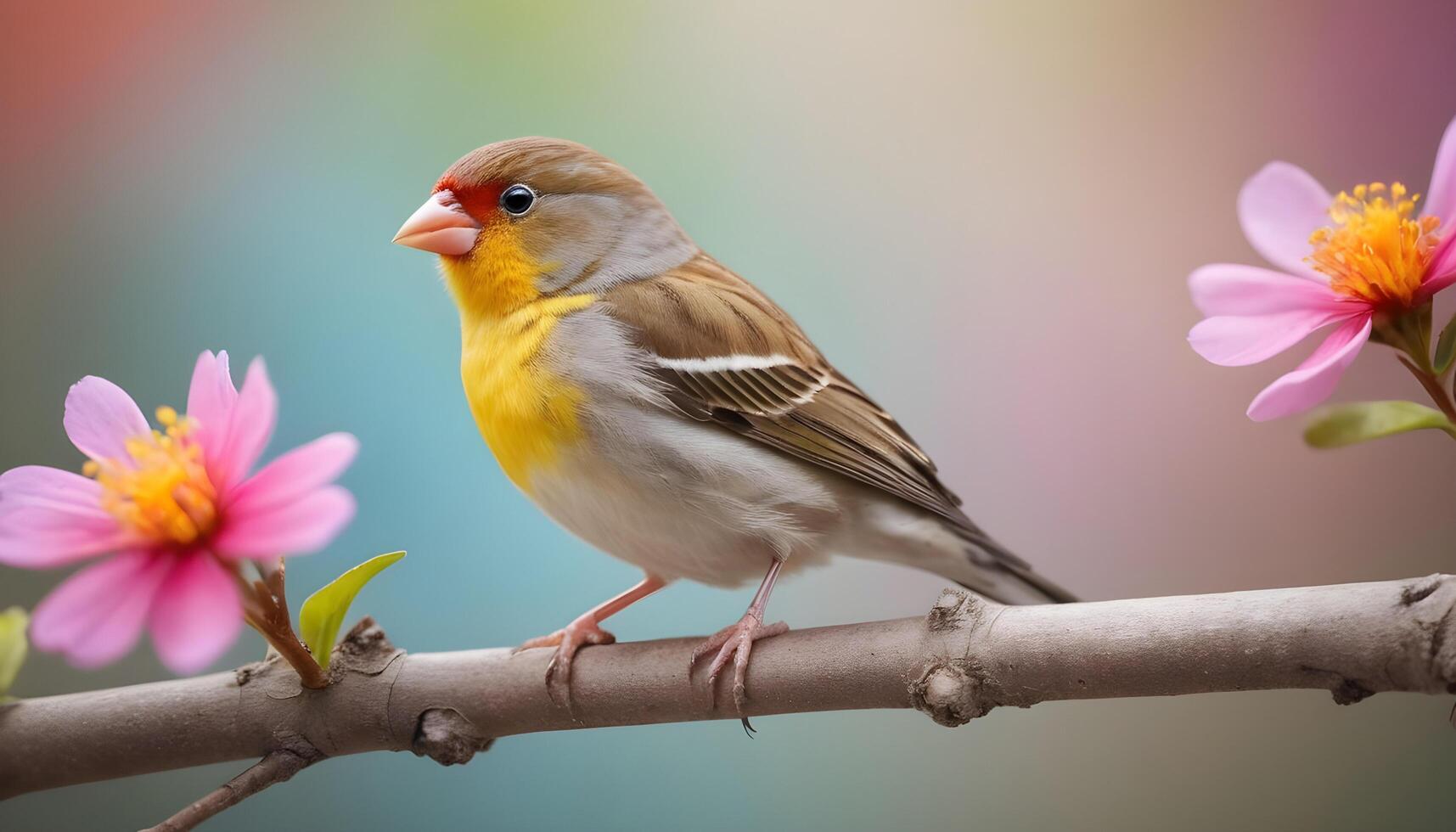 colourful tiny finch stands on a branch , Bird Photography photo