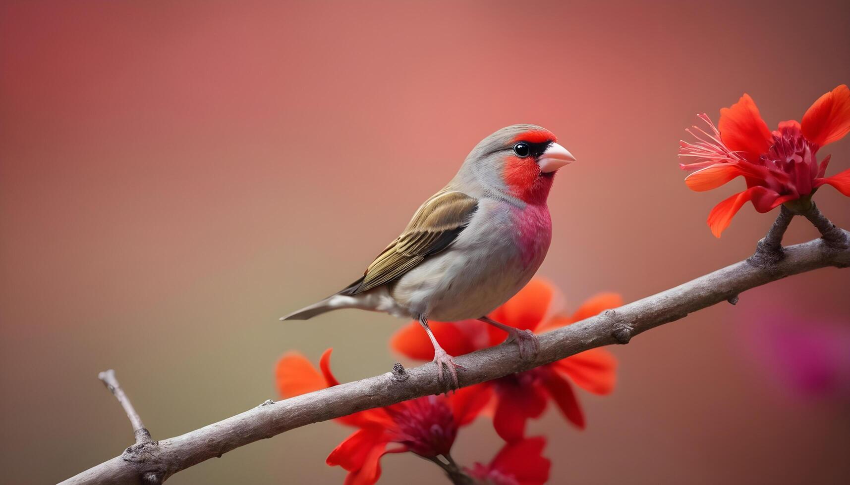 colourful tiny finch stands on a branch, Bird Photography photo