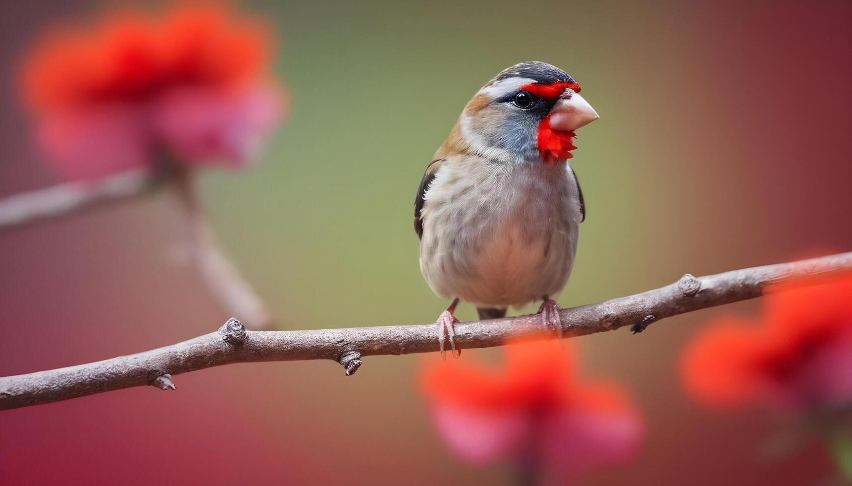 colourful tiny finch stands on a branch, Bird Photography photo