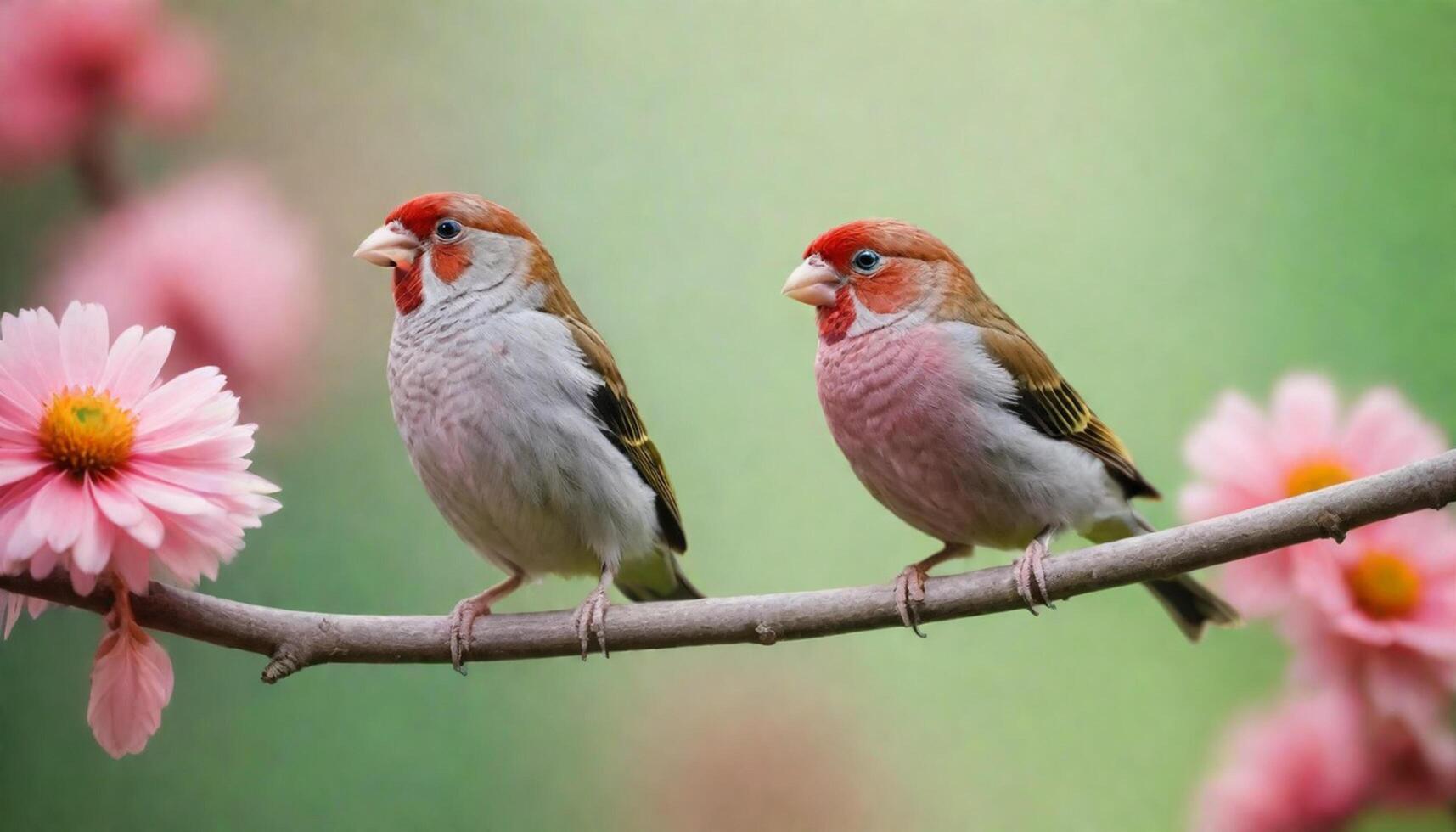 colourful tiny finch stands on a branch, Bird Photography photo