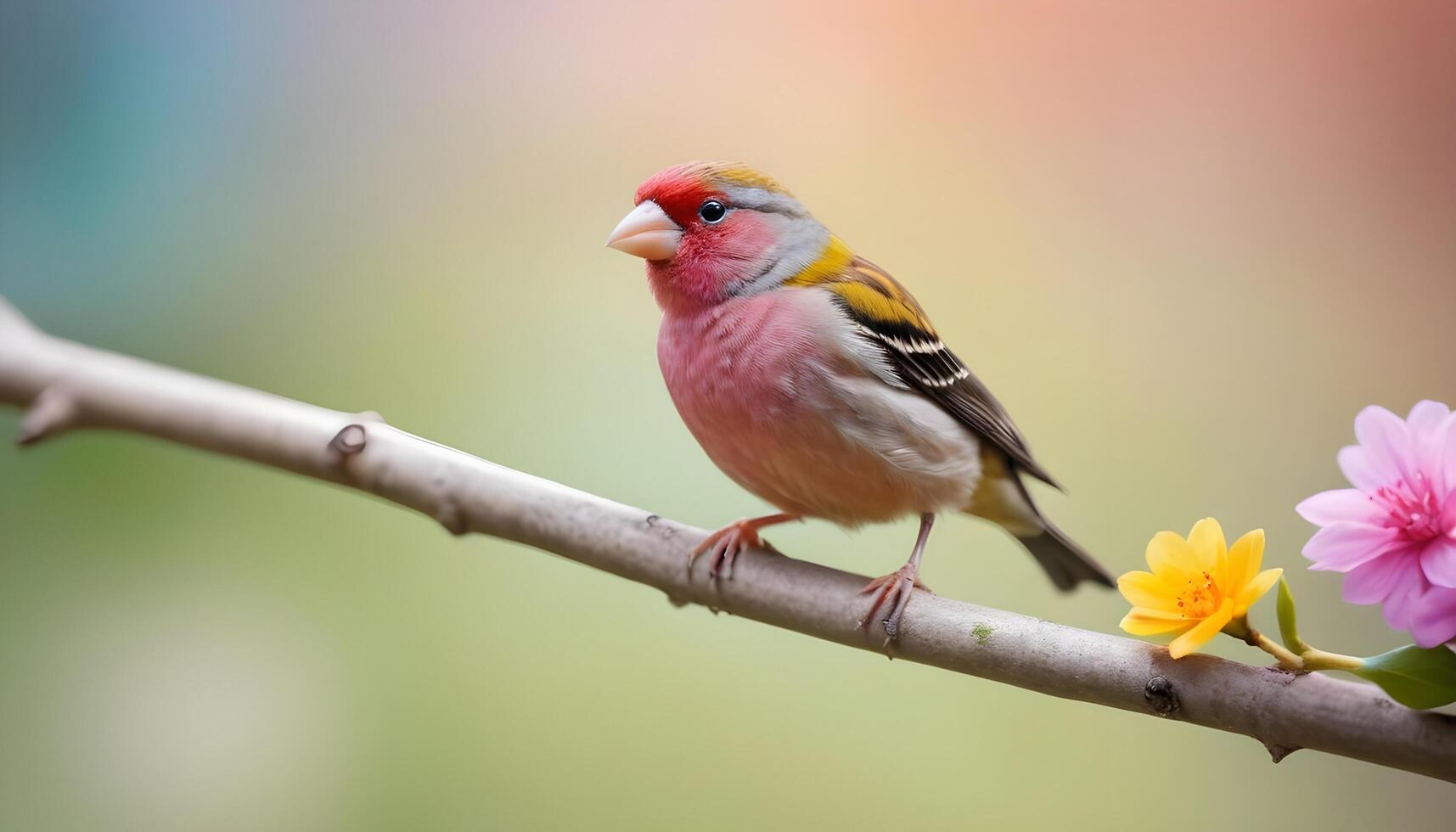 colourful tiny finch stands on a branch , Bird Photography photo