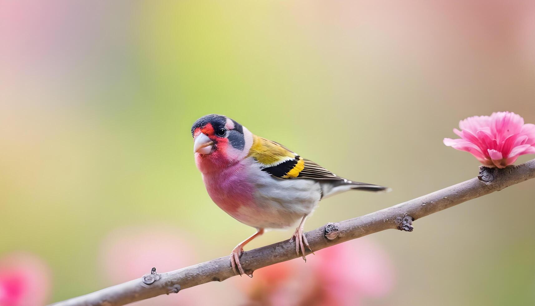 colourful tiny finch stands on a branch , Bird Photography photo