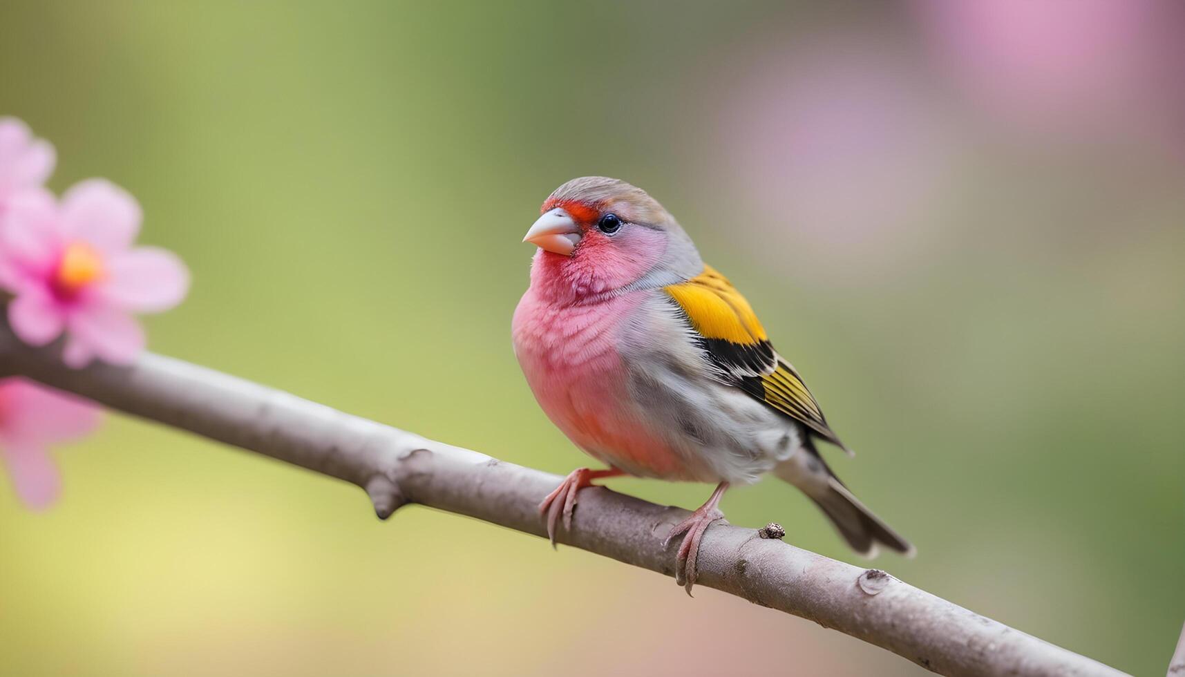 colourful tiny finch stands on a branch , Bird Photography photo