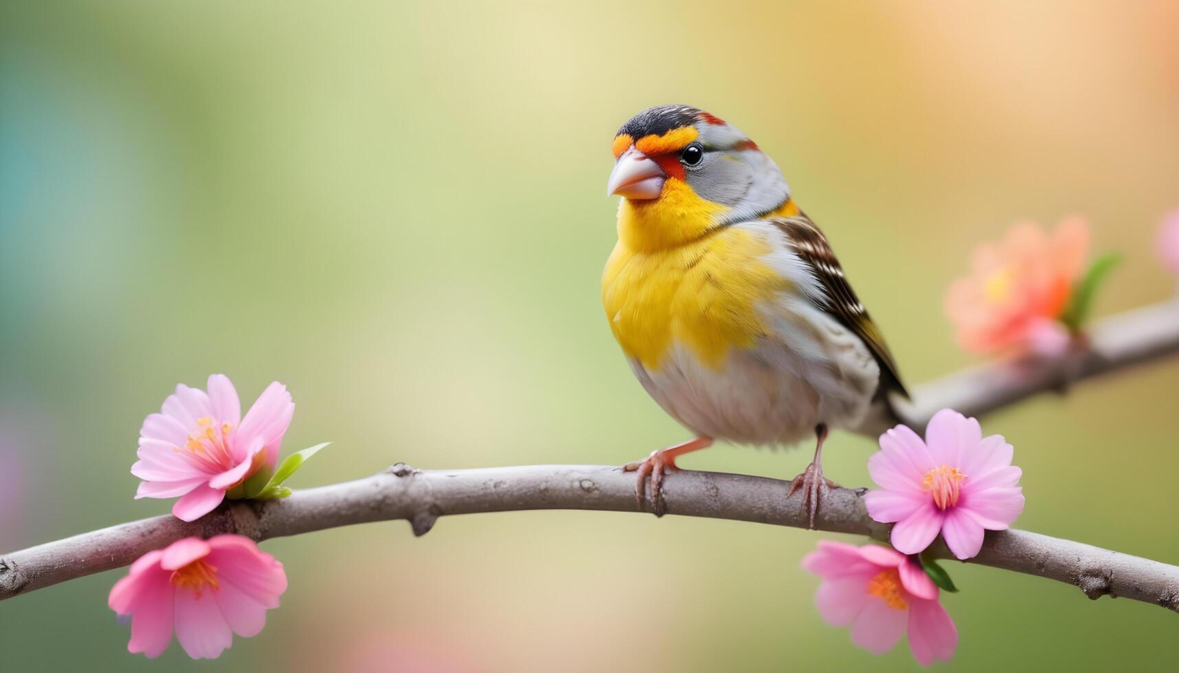 colourful tiny finch stands on a branch , Bird Photography photo