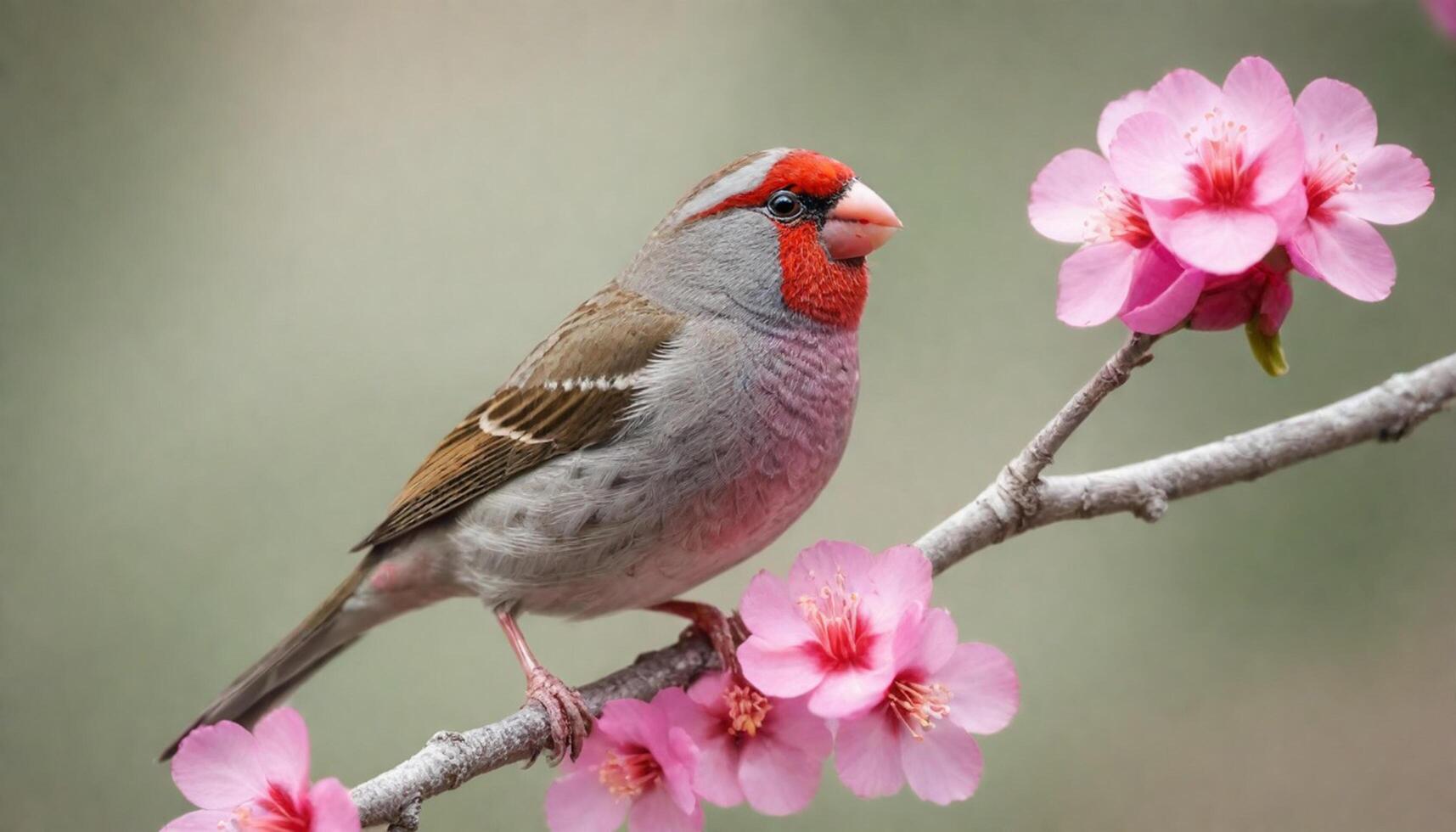colourful tiny finch stands on a branch, Bird Photography photo