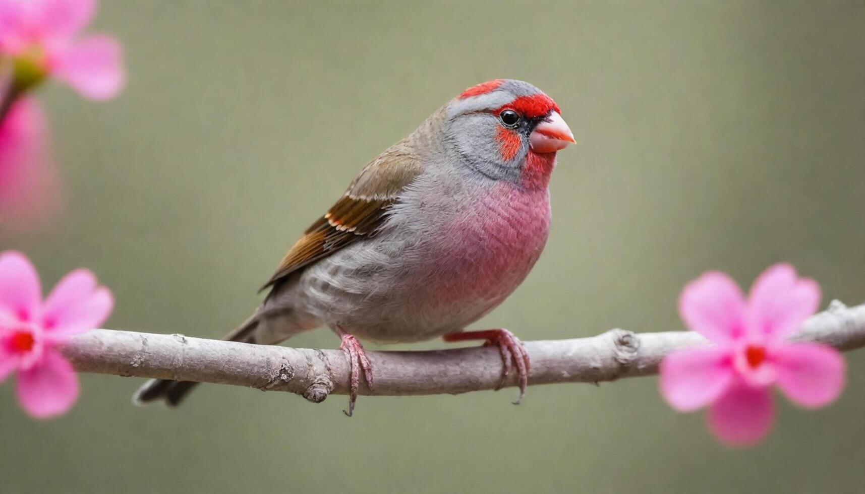 colourful tiny finch stands on a branch, Bird Photography photo