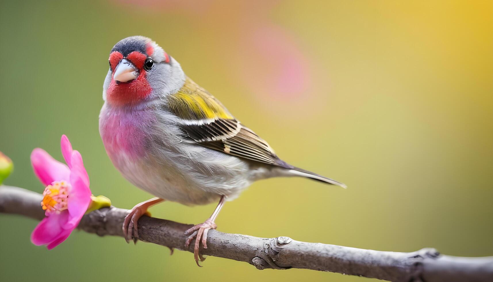 colourful tiny finch stands on a branch , Bird Photography photo